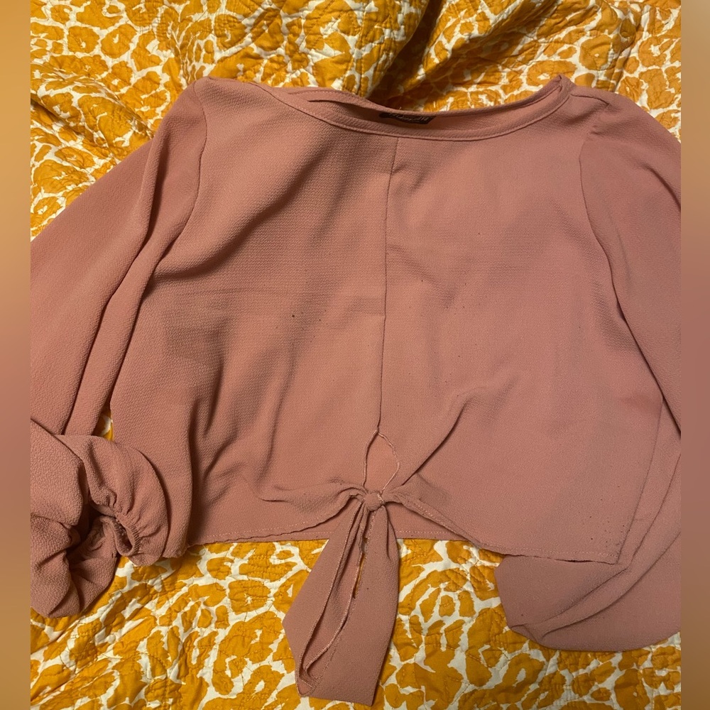 Pink Fashion Nova tie blouse